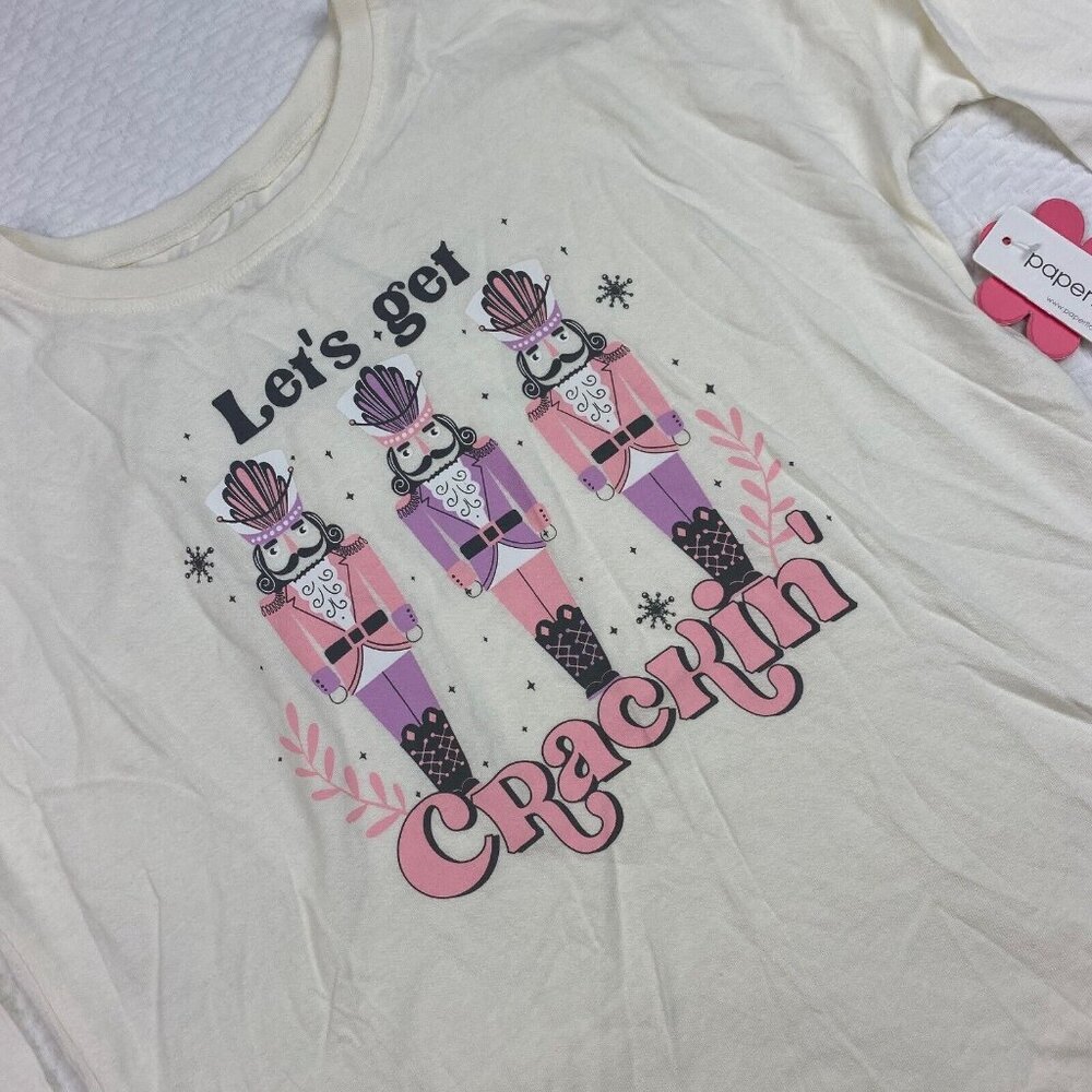 Paper Flower Girl's Medium 10 Let's Get Crackin Nutcracker Chirstmas Top Shirt